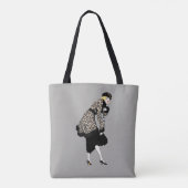 Art Deco Woman in luipaard Tote Bag (Achterkant)