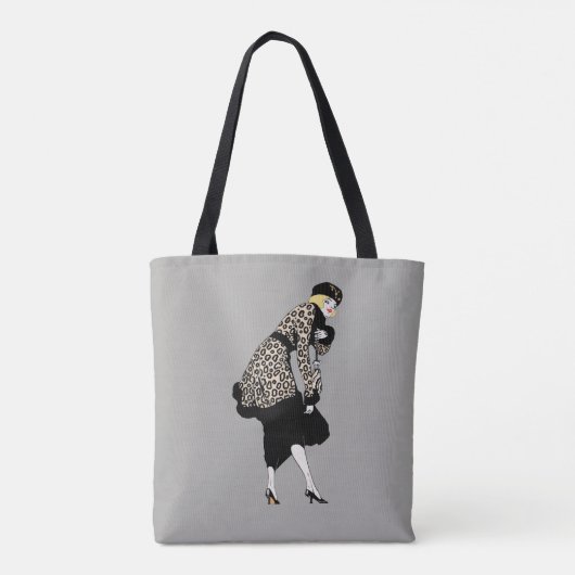  Art Deco Woman in luipaard Tote Bag (Achterkant)