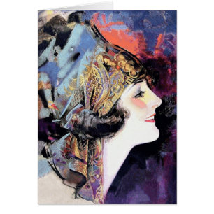 Art Deco Woman in Scarf
