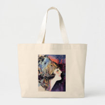 Art Deco Woman in Scarf Large Canvas tas