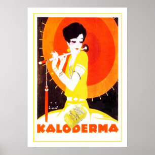 Art Deco Woman met Umbrella Poster