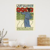 Art Deco Woman Painting Poppies Poster (Keuken)