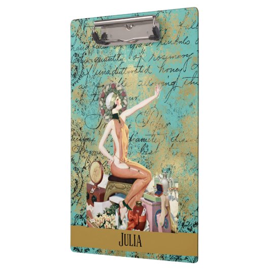 Art Deco Woman Personalized Klembord (Links)