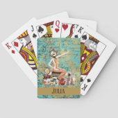 Art Deco Woman Personalized Pokerkaarten (Achterkant)