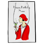 Art Deco Woman Red Pet Birthday Kaart Medium Cadeauzakje (Voorkant)