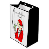 Art Deco Woman Red Pet Birthday Kaart Medium Cadeauzakje (Achterkant Gekanteld)