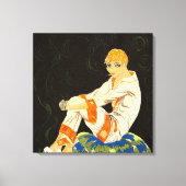 Art Deco Woman, Roken door S. Chompre Canvas Afdruk (Voorkant)