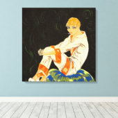  Art Deco Woman, Roken door S. Chompre Canvas Afdruk (Insitu (Houten vloer))