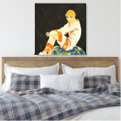 Art Deco Woman, Roken door S. Chompre Canvas Afdruk (Insitu (Slaapkamer))