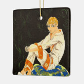 Art Deco Woman, Roken door S. Chompre Keramisch Ornament (Links)