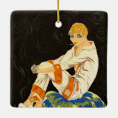 Art Deco Woman, Roken door S. Chompre Keramisch Ornament (Achterkant)