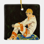 Art Deco Woman, Roken door S. Chompre Keramisch Ornament (Voorkant)