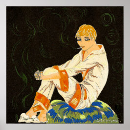  Art Deco Woman, Roken door S. Chompre Poster