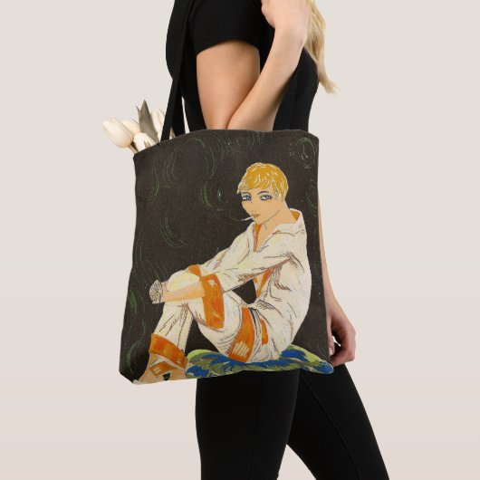 Art Deco Woman, Roken door S. Chompre Tote Bag (Dichtbij)