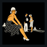 Art Deco Woman schetst poladot Black Poster<br><div class="desc">Dit afbeelding maakte oorspronkelijk deel uit van een advertentie uit 1930 voor White Kind Shoes van de Amalgamated Leather Companies Inc. Vandaag maken ze hun weg naar producten die perfect zijn voor thuis, voor kantoor en voor de reis daartussenin.</div>