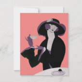  Art Deco Woman, Tea and Cupcake Invitation Kaart (Voorkant)
