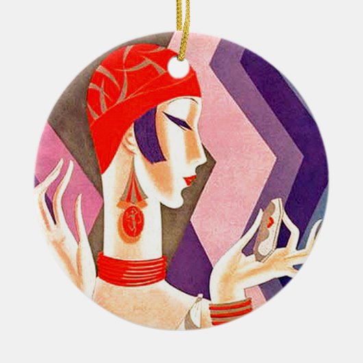 Art Deco Woman uit de jaren 1920 Keramisch Ornament (Voorkant)
