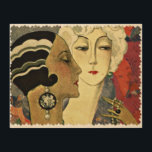 Art Deco Women Hout Afdruk<br><div class="desc">Een paar verfijnde vrouwen met periodegeweldige haarstijlen. Mooie illustratie voor iedereen die het Art Deco-tijdperk waardeert.</div>