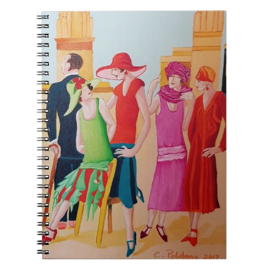 Art Deco Women Notitieboek (Voorkant)