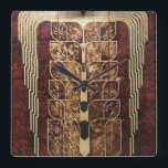 ART DECO WOOD PANELS SQUARE WALL CLOCK VIERKANTE KLOK<br><div class="desc">KARTDECO-PANELS VOOR VERVOER VAN HOUT</div>
