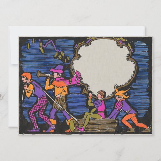 Art Deco Woodcut-achtige Yule-registreerapparaten (Voorkant)