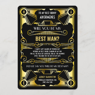 Art Deco wordt mijn beste man, goud en zwart Kaart