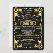 Art Deco Wordt Mijn Bloemenmeisje Gold en Zwart Kaart (Voorkant)