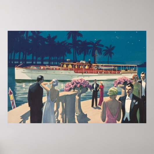  Art Deco Yacht Boat Cocktail Party Mode Poster (Voorkant)