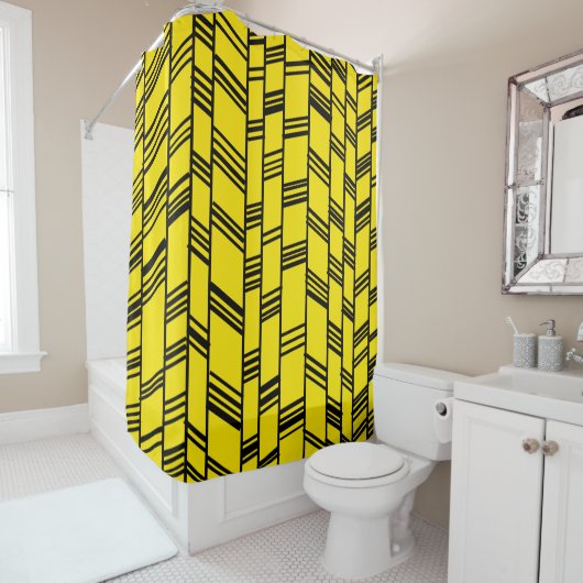 Art Deco Yellow Douchegordijn (In situ)