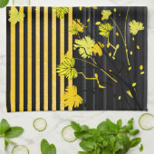 Art Deco Yellow en Black Floral Theedoek (Gevouwen)