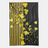 Art Deco Yellow en Black Floral Theedoek (Verticaal)