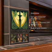 Art Deco Yellow Lily Floral Wall Decor Art Nouveau Tegeltje