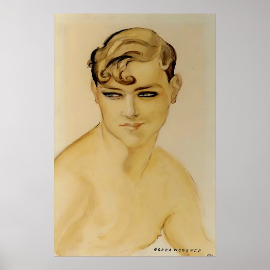 Art Deco Young Man Bare Chested" door Gerda Wegene Poster (Voorkant)