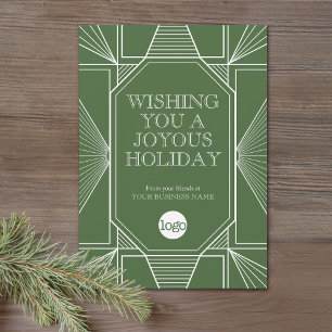 Art Deco Zakelijk Kerstgroet Sage Groen Feestdagenkaart