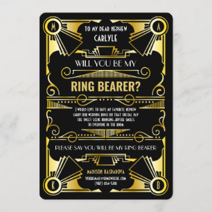 Art Deco zal jij mijn Ring Bearer Gold en Black zi Kaart