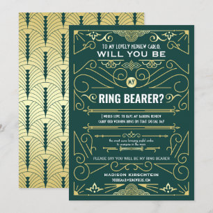 Art Deco zal jij mijn Ring Bearer Gold Green zijn Kaart