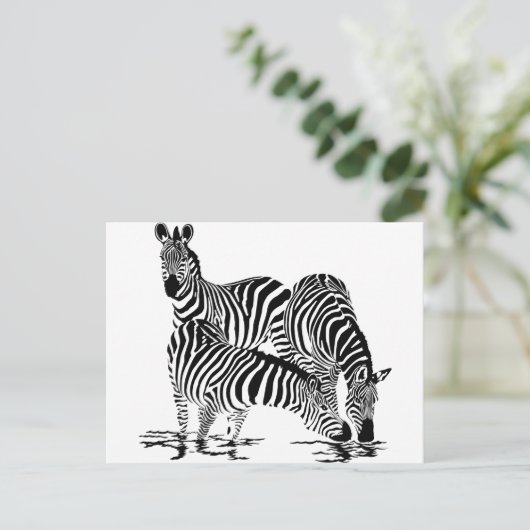 Art Deco-Zebra Briefkaart (Staand voorkant)