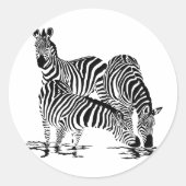 Art Deco-Zebra Ronde Sticker (Voorkant)