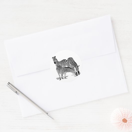 Art Deco-Zebra Ronde Sticker (Envelop)