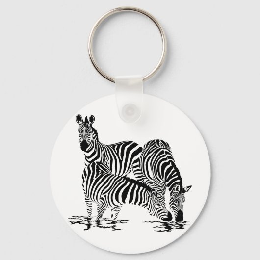 Art Deco-Zebra Sleutelhanger (Voorkant)