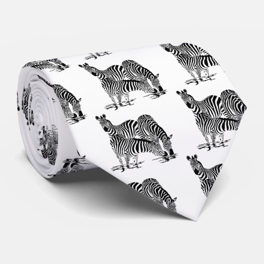 Art Deco-Zebra Stropdas (Opgerold)