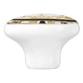 Art Deco Zee Schildpad Zwart Wit Goud Ocean Life Keramische Knop (Zijkant)