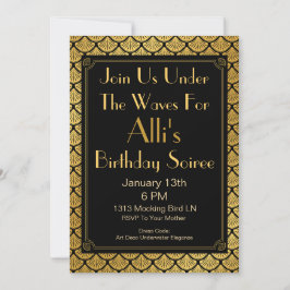 Art Deco Zeemeermin Schalen - Zwart & Goud Kaart