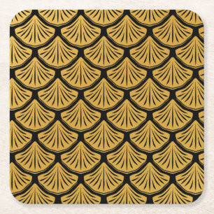 Art Deco Zeemeermin Schalen - Zwart & Goud Kartonnen Onderzetters
