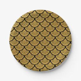 Art Deco Zeemeermin Schalen - Zwart & Goud Papieren Bordje