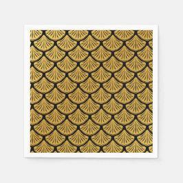 Art Deco Zeemeermin Schalen - Zwart & Goud Servet