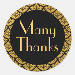 Art Deco Zeemeermin Schalen - Zwart & Goud Veel Be Ronde Sticker