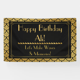 Art Deco Zeemeermin Schalen - Zwart & Goud Verjaar Spandoek