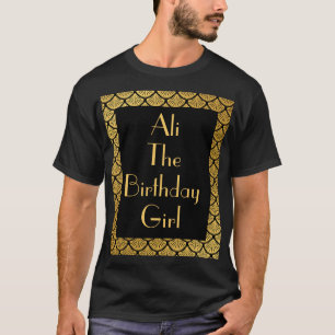 Art Deco Zeemeermin Schalen - Zwart & Goud Verjaar T-shirt