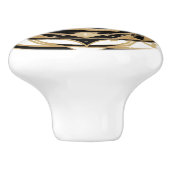 Art Deco Zeemeermin Zwart Wit Goud Keramische Knop (Zijkant)